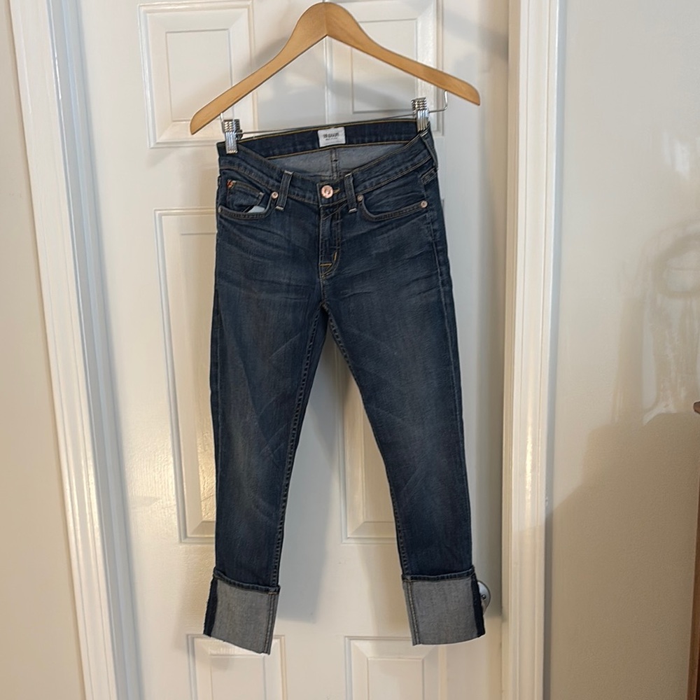 Hudson Jeans Blue Ankle Cropped Denim with Cuffed Hem
